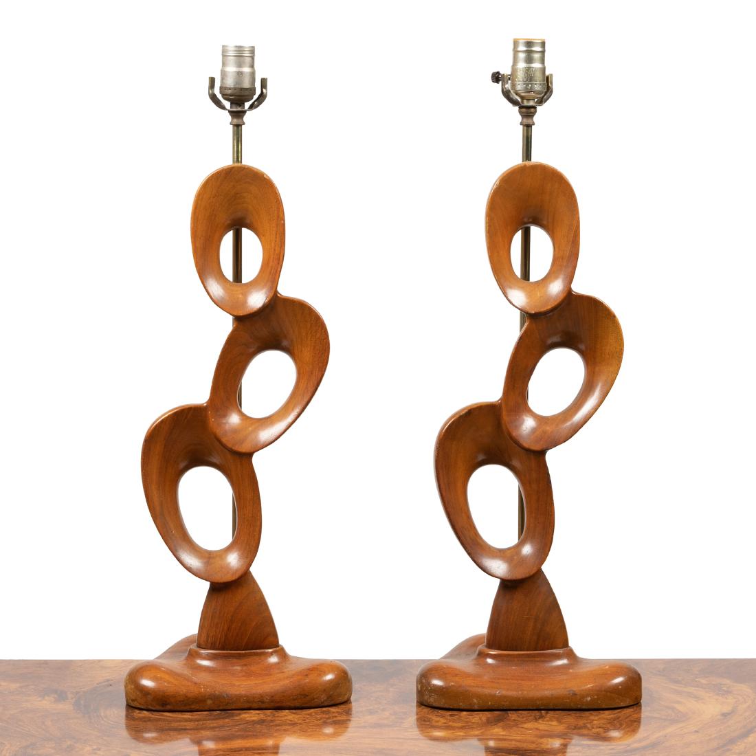 Walnut - Sculpted Lamps - Pair (1 of 4)