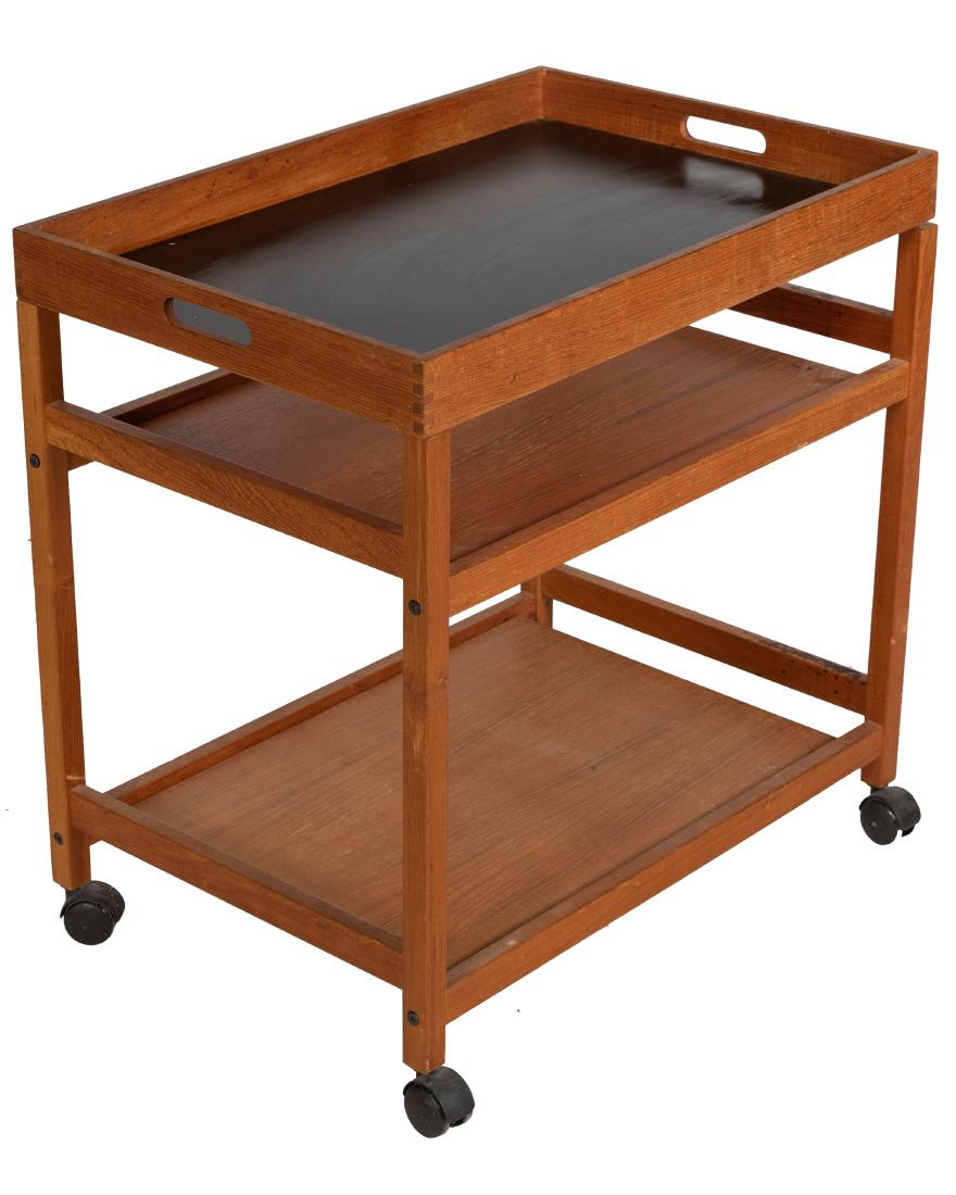 Danish Teak Tray Top Bar Cart (1 of 4)