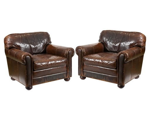 Restoration Hardware Leather Club Chairs Apr 25 2019 Regency Auction House In Nj
