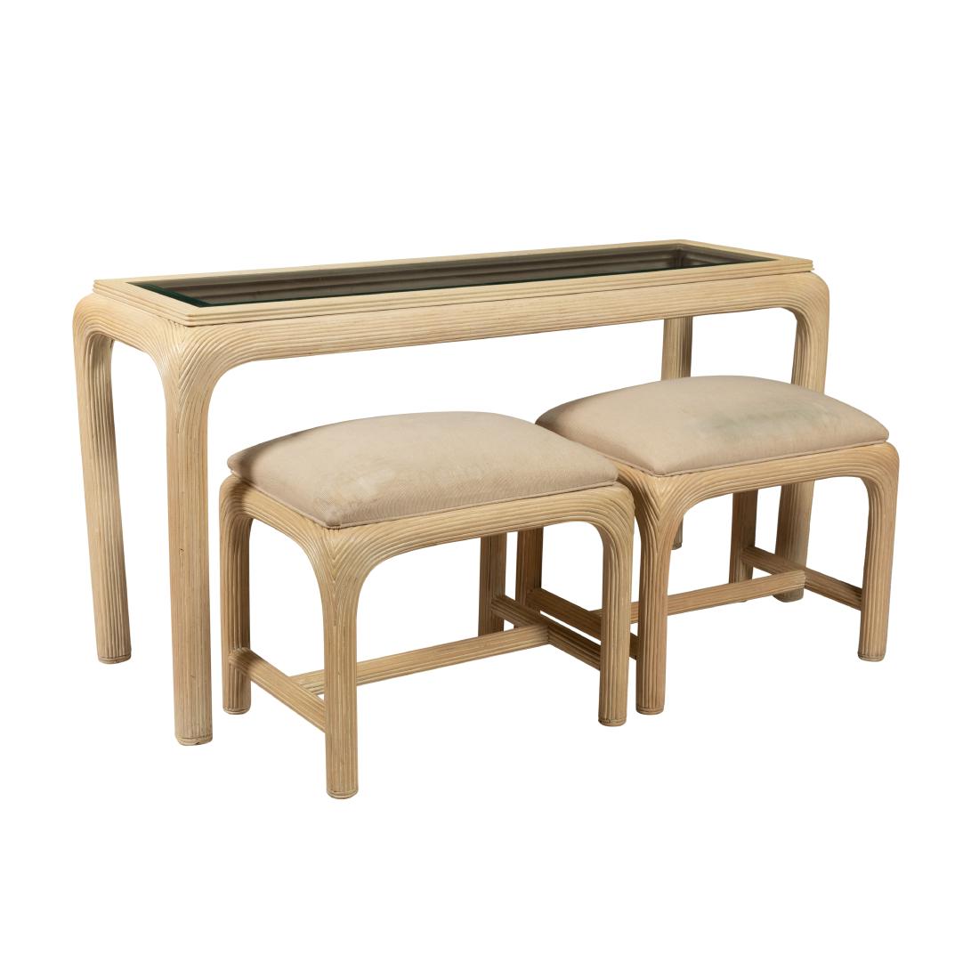 American Drew Console & Pair Nesting Benches (1 of 2)