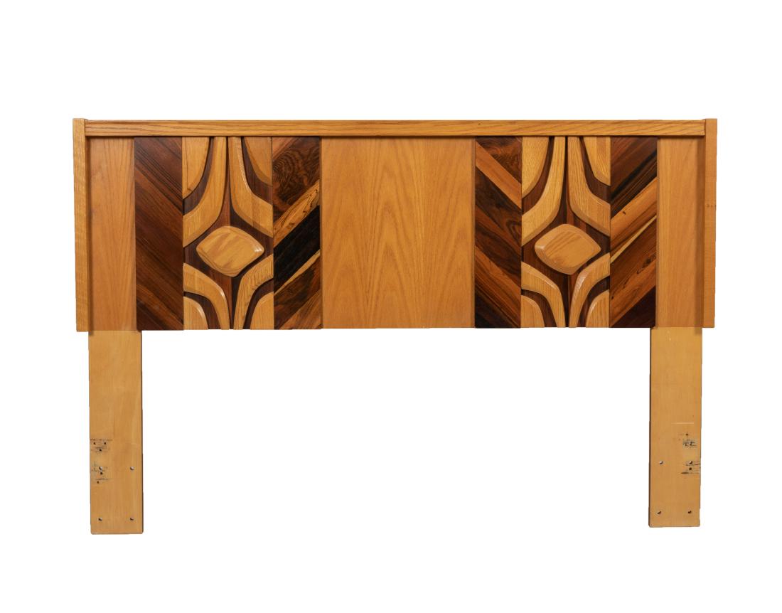 Brutalist Mixed Woods Headboard/Mirror (1 of 3)