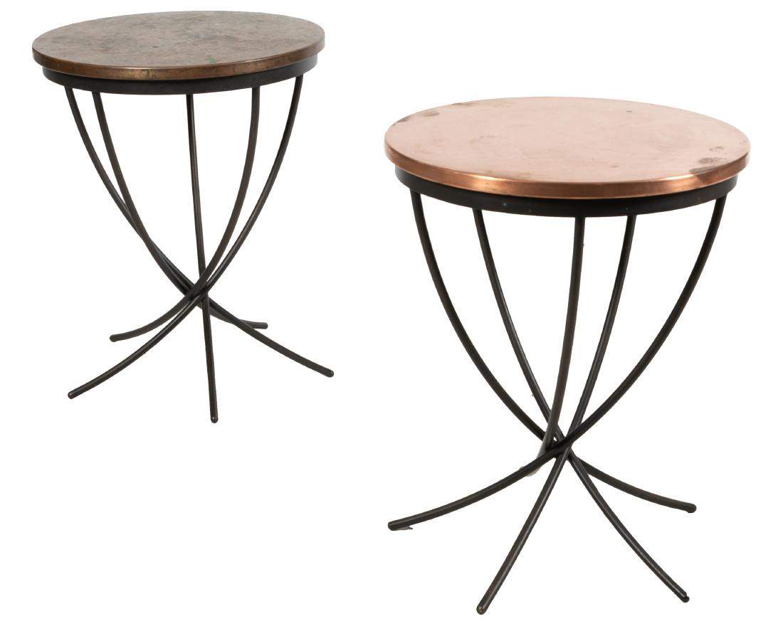 End Tables - Copper & Iron: Description - Copper and Iron end tables. Dimensions - 22" x 18"