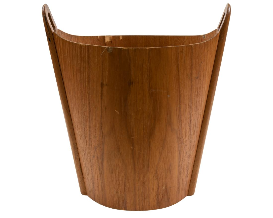 Einar Barnes - P.S. Heggen - Wastepaper Basket: Description - A teak wastepaper basket by Einar Barnes for P. S. Heggen. Dimensions - 17" x 16" x 8"