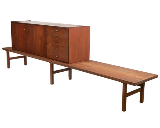 Jens Risom Attr Walnut Bench Cabinet Apr 25 2019