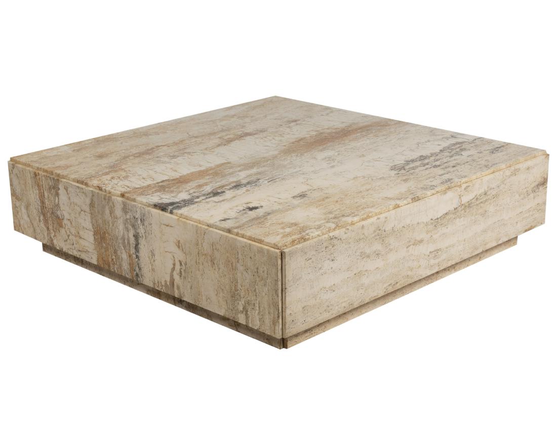 Coffee Table - Travertine - Marble - Plinth Base (1 of 5)