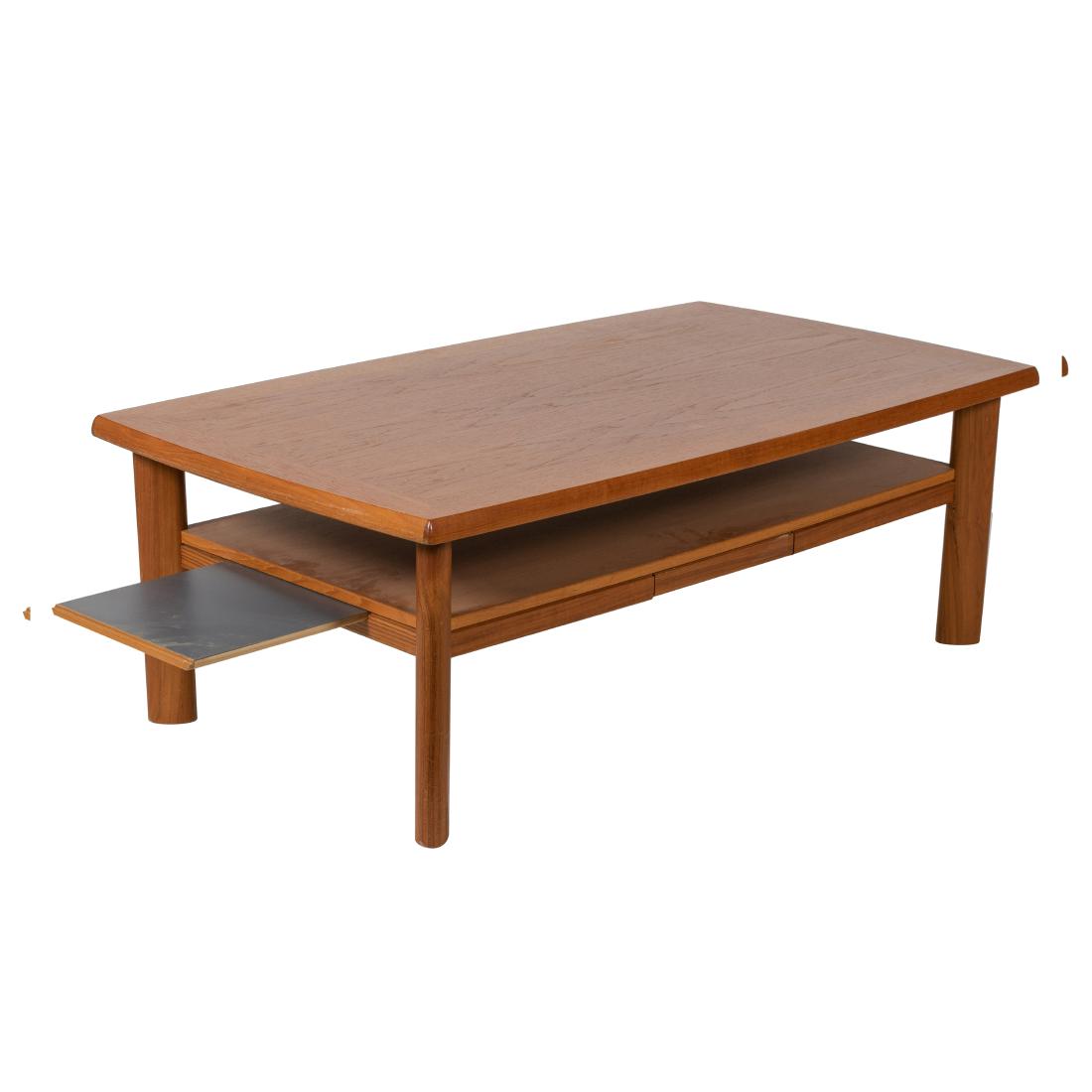 Skovby - Teak Coffee Table: Description - Skovby teak coffee table with pullout tablets. Dimensions - 18" x 52" x 30"