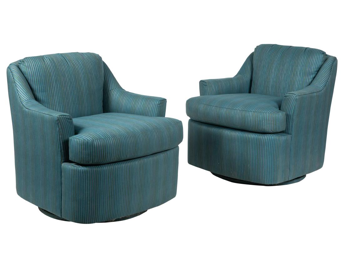 Mason Art - Swivel Club Chairs - Pair: Description - Mid Century Marson Art swivel base club chairs. Dimensions - 30" x 29" x 31"