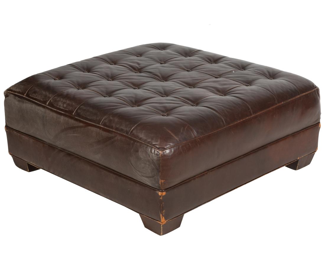 Oversized Tufted Leather Ottoman (1 of 1)