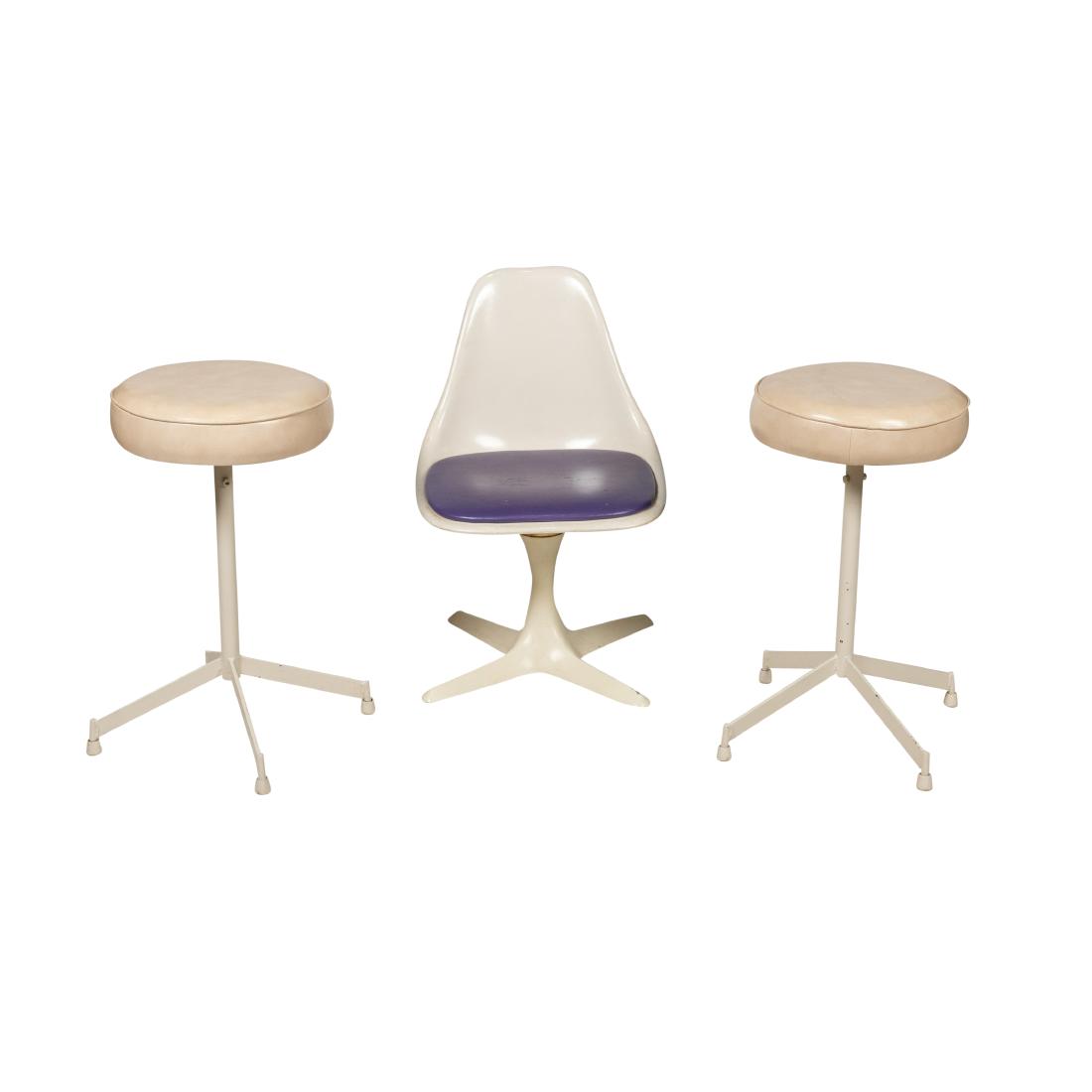 Burke Chair and Pair Iron Stools (1 of 2)