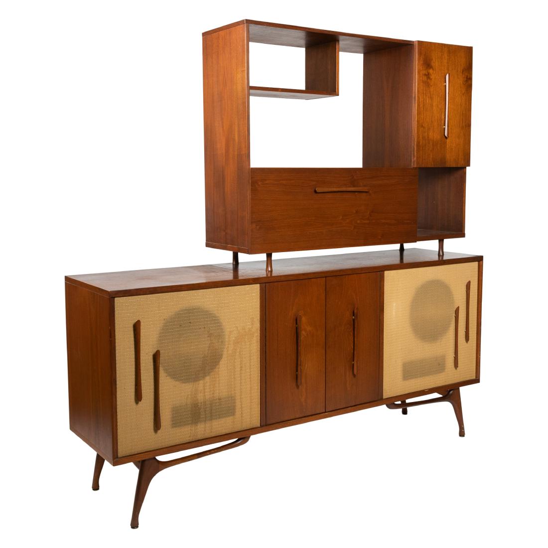 Credenza/Stereo Cabinet - Walnut: Description - Walnut credenza/stereo cabinet. Dimensions - 72" x 72" x 18"