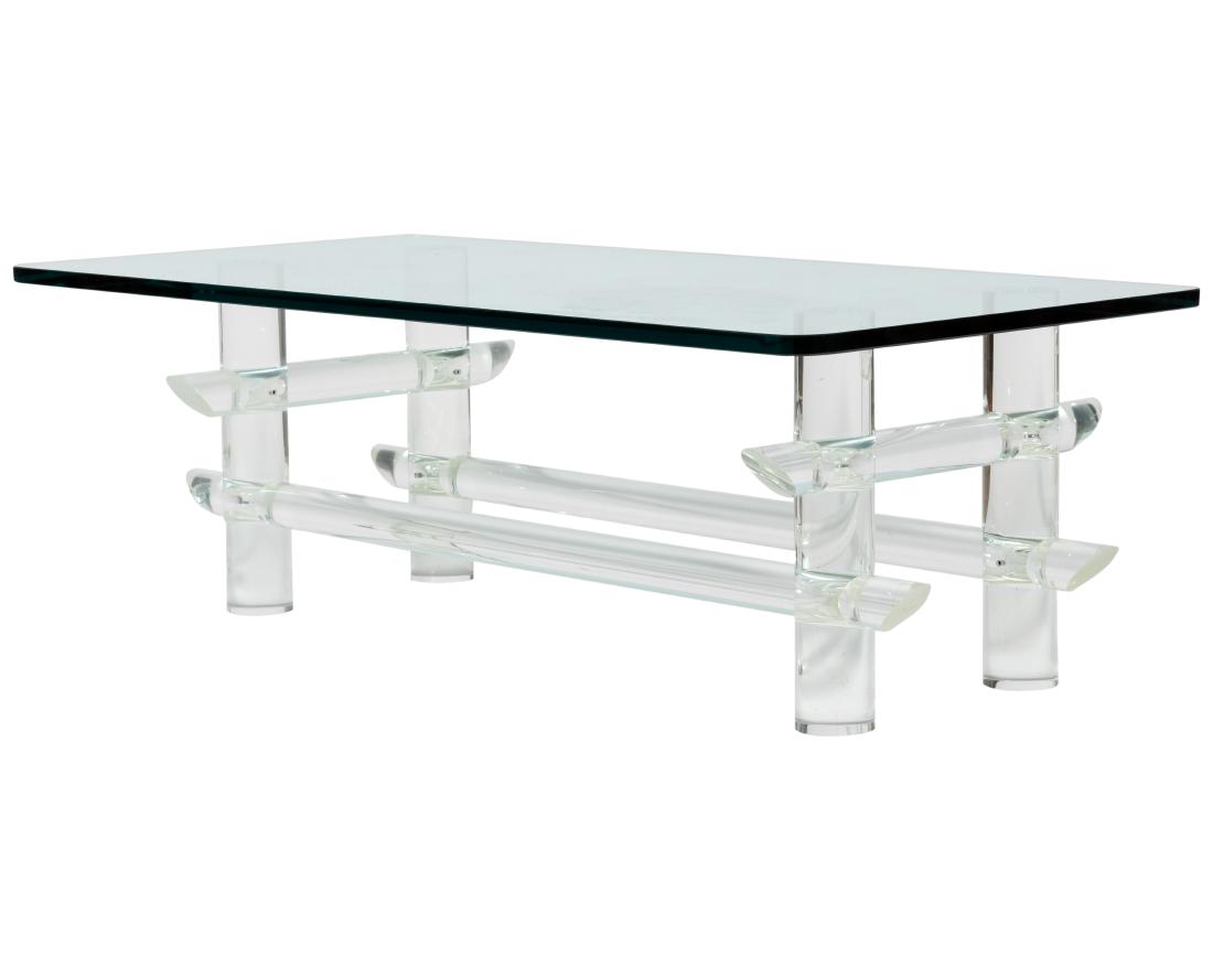 Les Prismatiques - Lucite - Coffee Table - Signed Base: Description - Les prismatiques lucite coffee table Dimensions - 16" x 48" x 24"