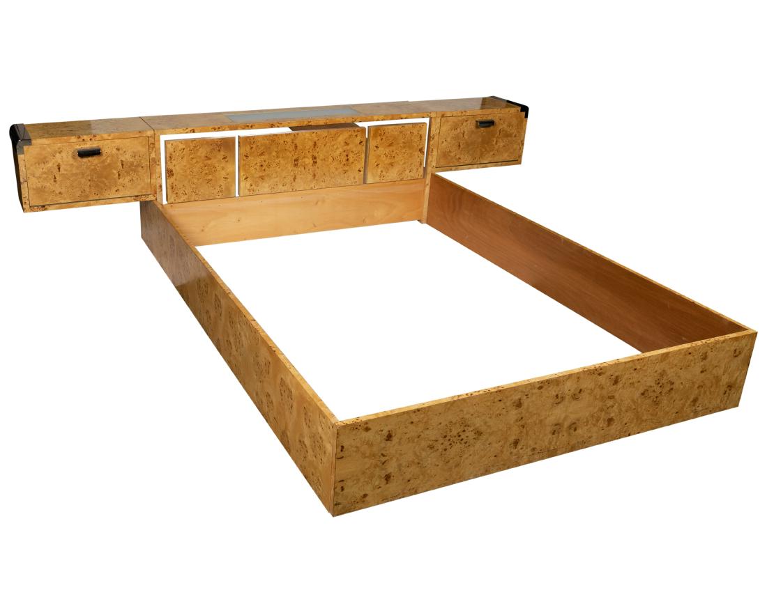 Pace - Burl - Queen Platform Bed: Description - Pace burl queen size platform bed Dimensions - 25" x 109" x 93"