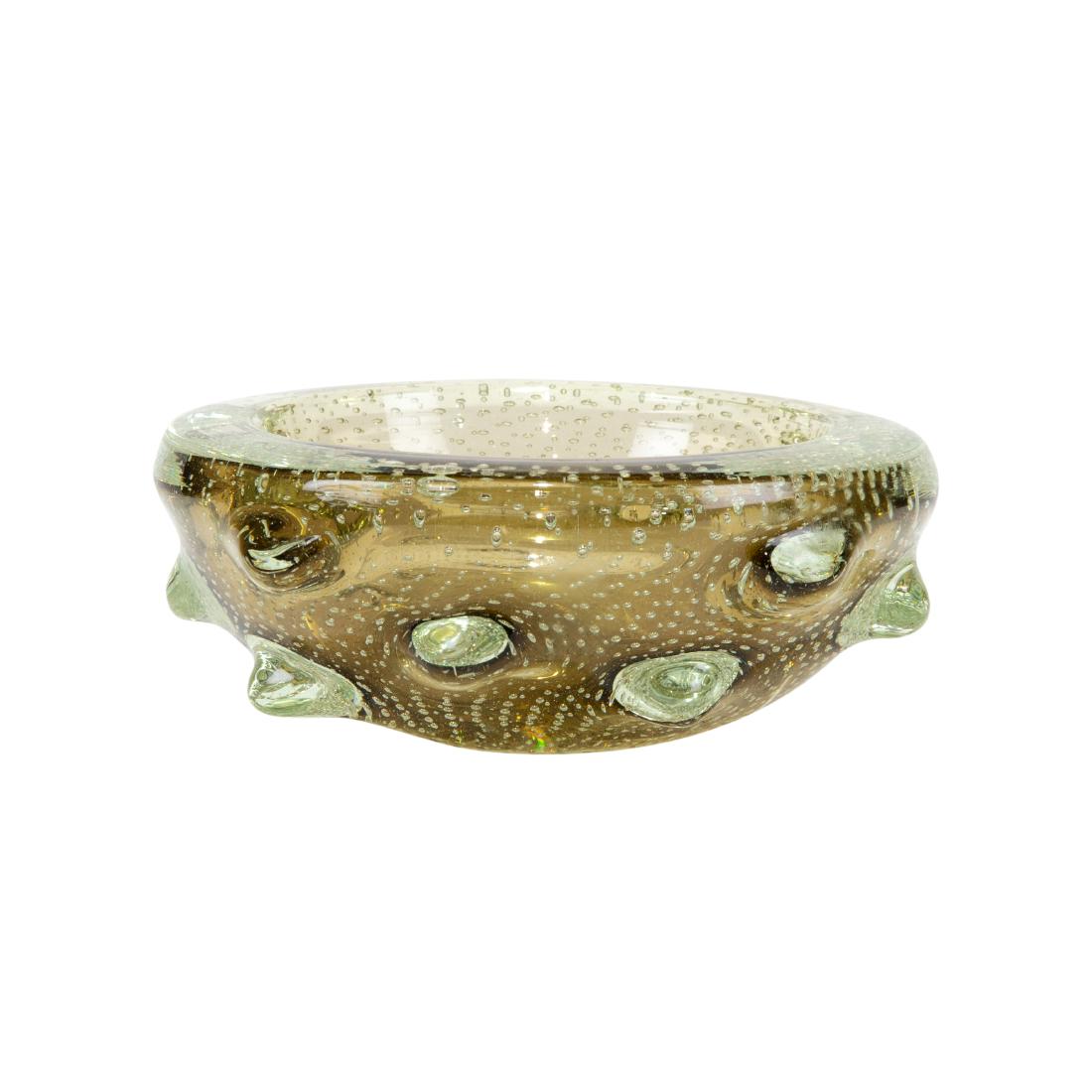 Archimede Seguso - Sommerso Bowl: Description - A Murano glass sommerso bowl by Archimede Seguso. Red label on bottom. Dimensions - 2.5" x 6.5"