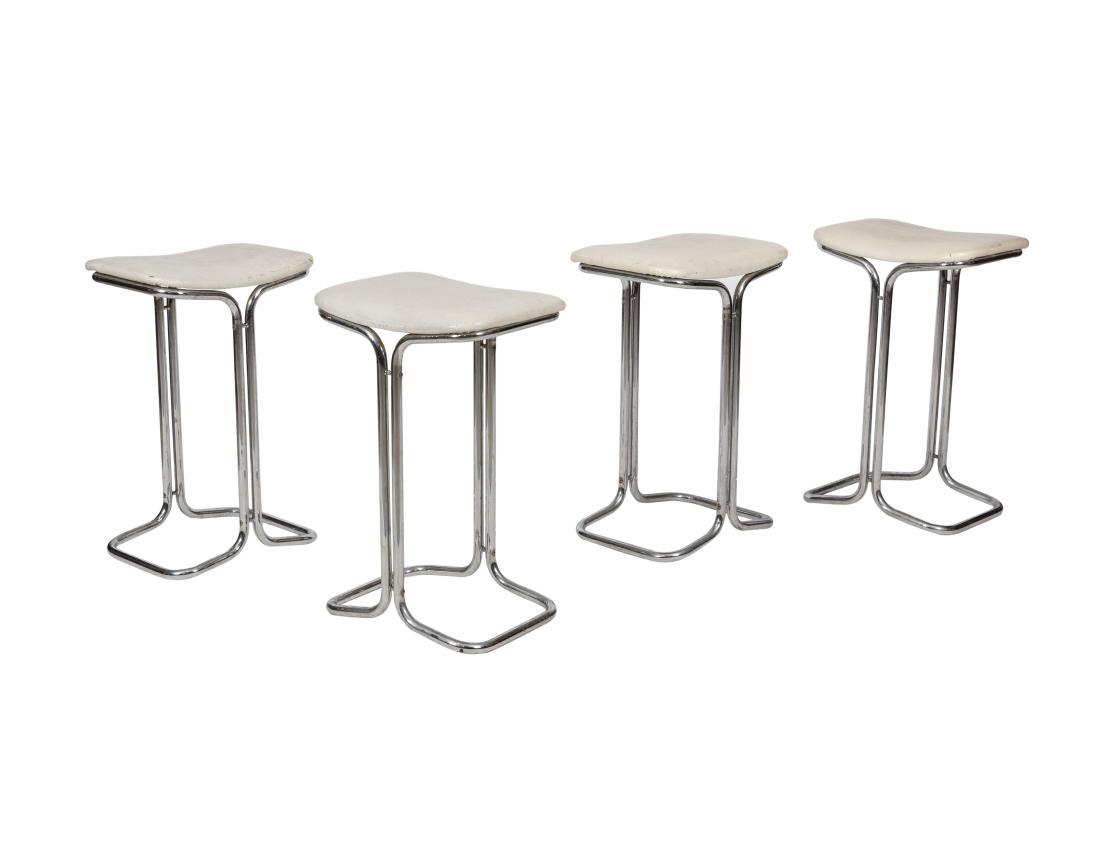 Bar Stools - Tubular Chrome - Four: Description - Set of 4 tubular chrome bar stools Dimensions - 24" x 16" x 12"
