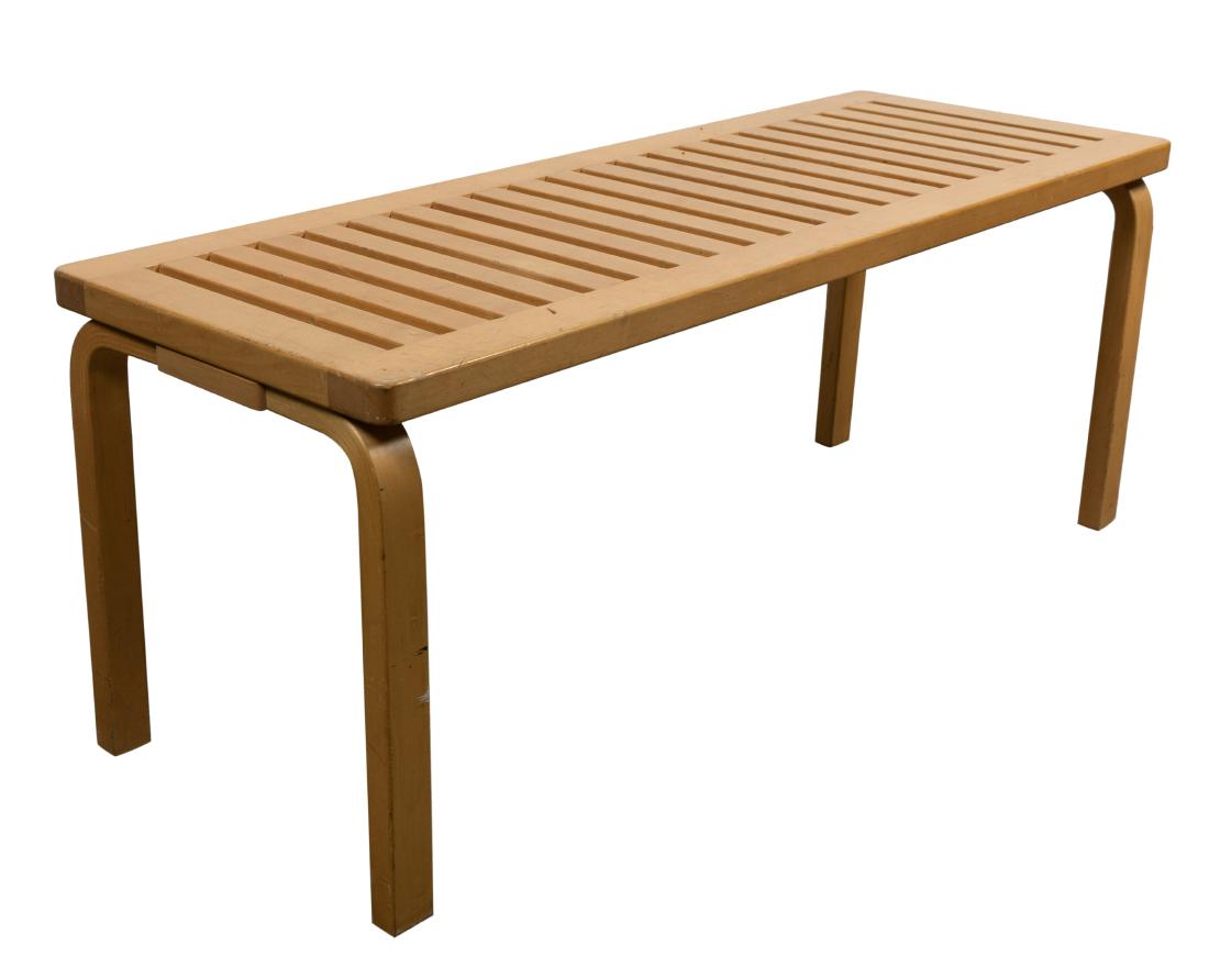 Alvar Aalto - Artek - 153 Birch Bench: Description - Birch bench, model 153 by Alvar Aalto for Artek. Dimensions - 17.5" x 44" x 15.5"