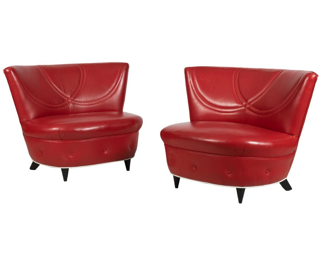Wing Back Slipper Chairs: Description - Pair of wingback slipper chairs.28.5" x 38.5" x 30"