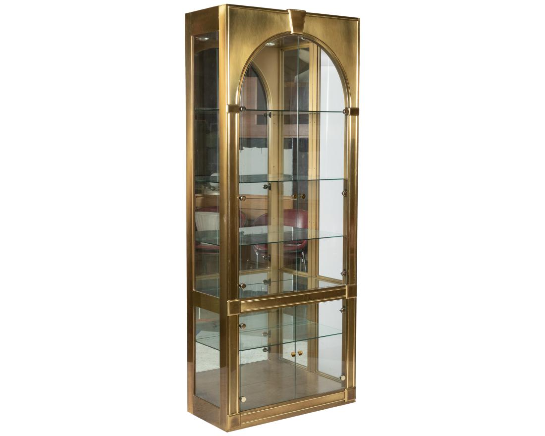 Mastercraft - Brass & Glass Curio Cabinet: Description - Mastercraft brass and glass curio cabinet Dimensions - 84.5" x 34" x 15.5"