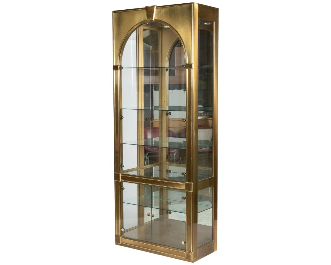 Mastercraft - Brass & Glass Curio Cabinet: Description - Mastercraft brass and glass curio cabinet Dimensions - 84.5" x 34" x 15.5"