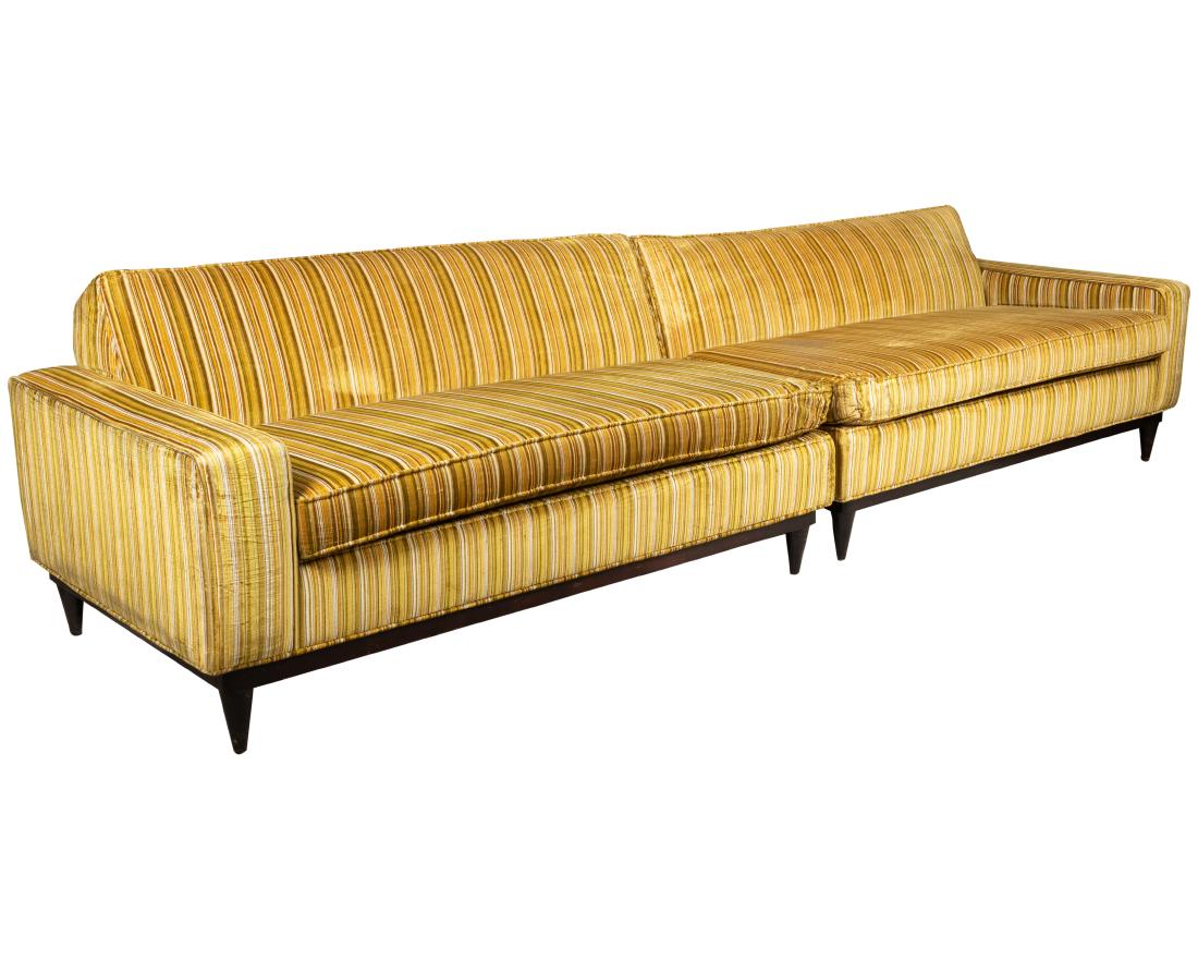 Mid Century Two Part Sofa: Description - Two part mid century sofa Dimensions - 29" x 118" x 34"