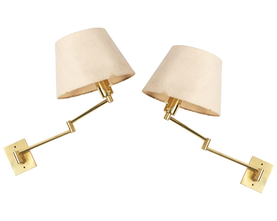 Hansen Lamp Co. - Sconces: Description - Pair of Hansen Lamp Co. sconces. Dimensions - 20" x 12" with Shades