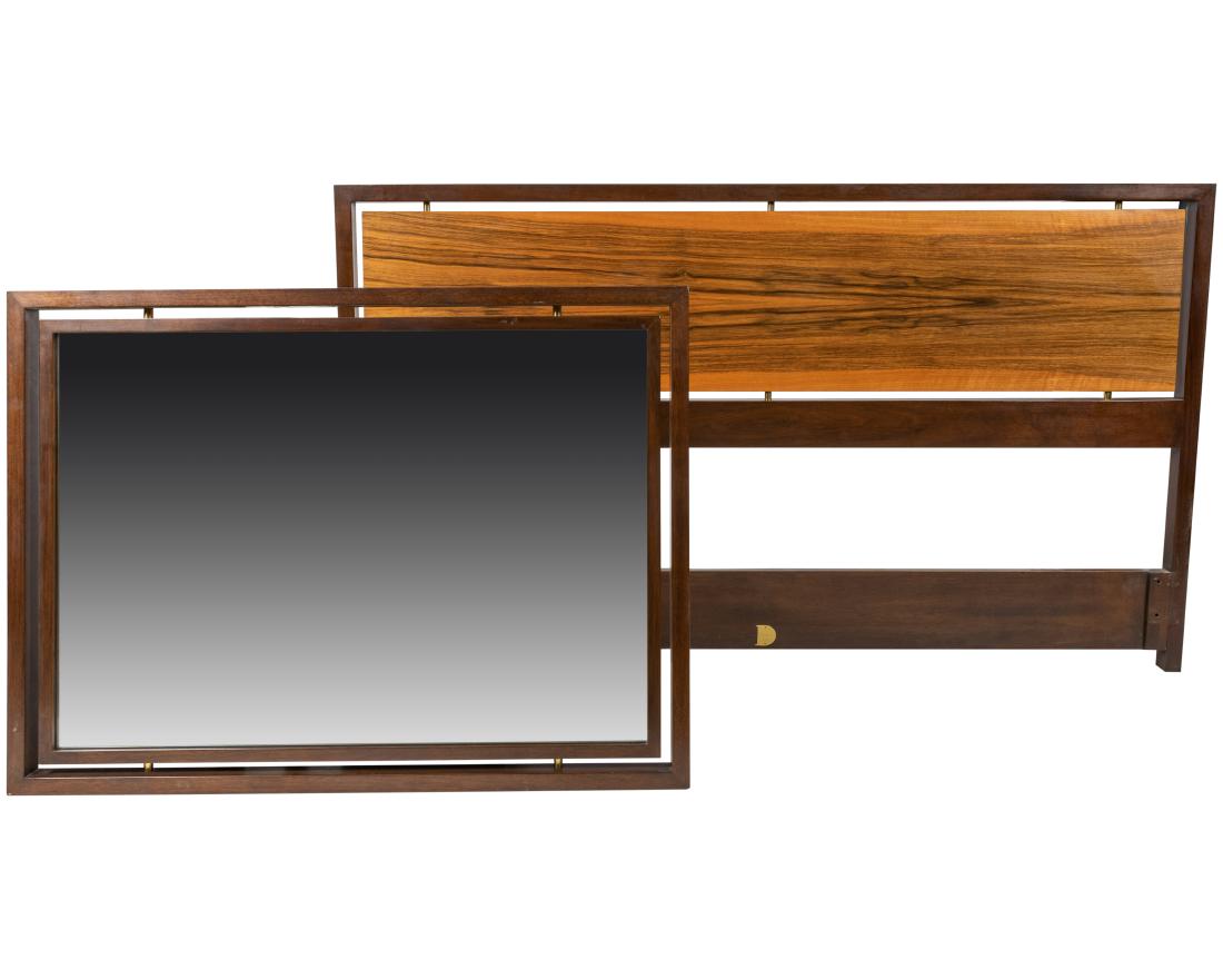 Edward Wormley - Dunbar - Queen Headboard: Description - Edward Wormley for Dunbar, Queen headboard & mirror Dimensions - Mirror: 27" x 28" Headboard: 38" tall