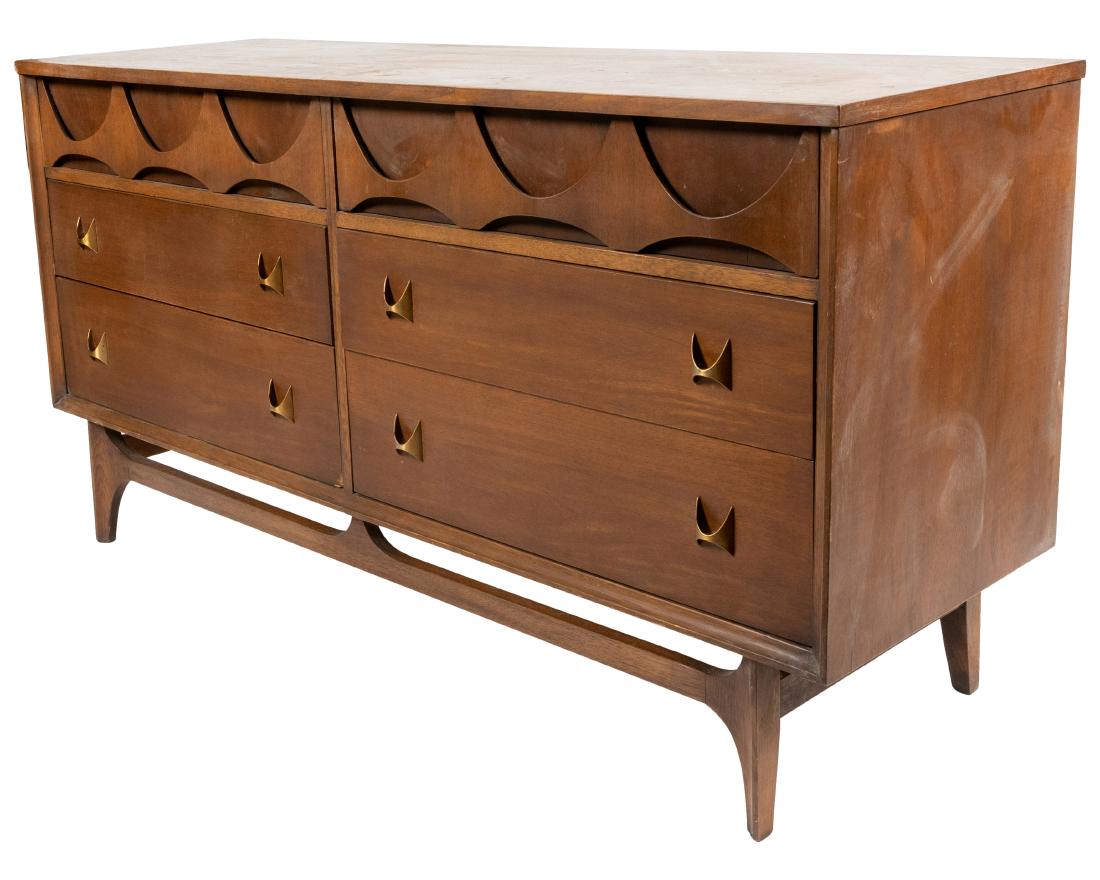 Broyhill - Brasilia - Walnut Credenza: Description - Broyhill Brasilia walnut credenza/chest Dimensions - 31" x 58" x 19"
