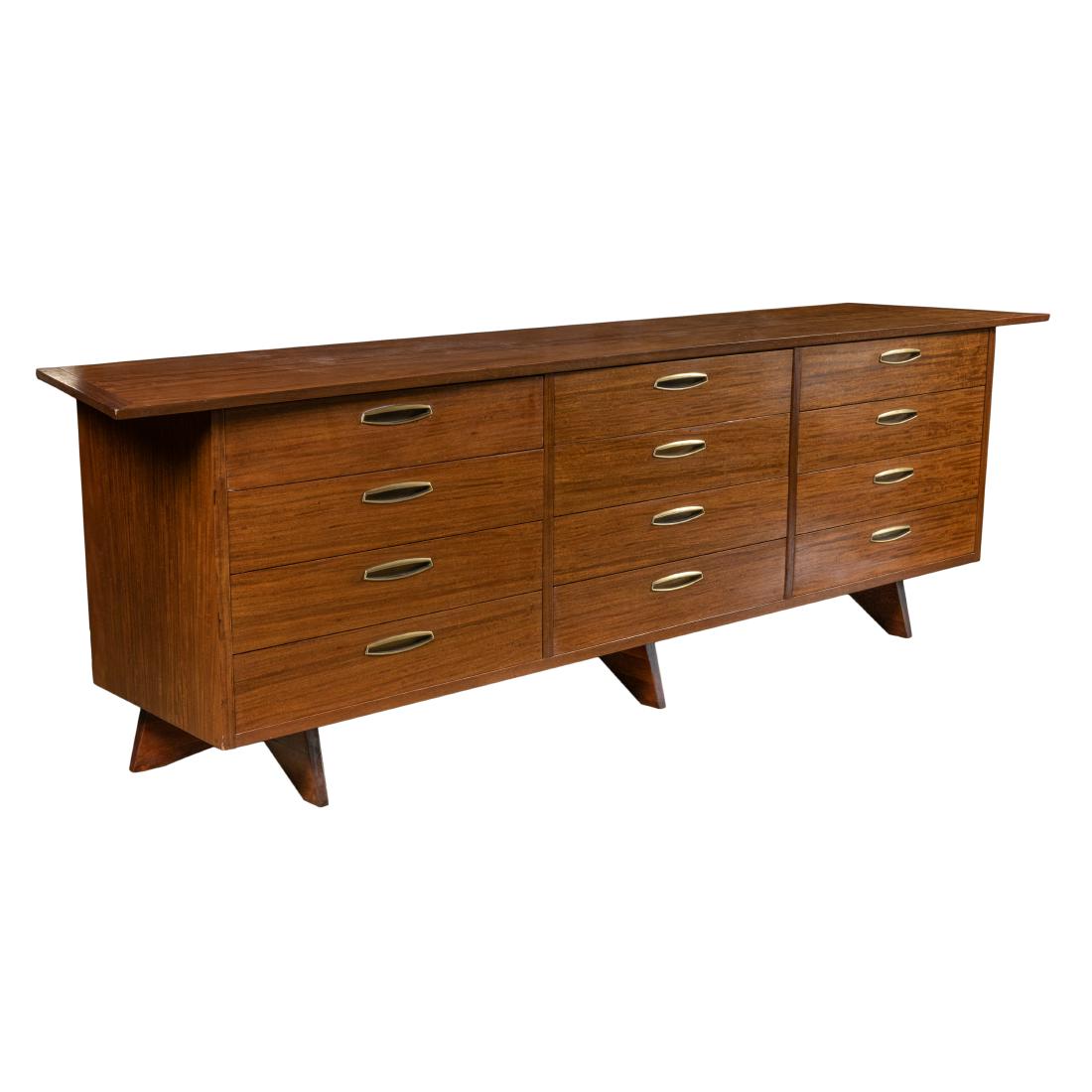 George Nakashima - Widdicomb - Triple Dresser: Description - An Origins triple dresser by George Nakashima for Widdicomb. Dimensions - 32" x 105" x 22.5"