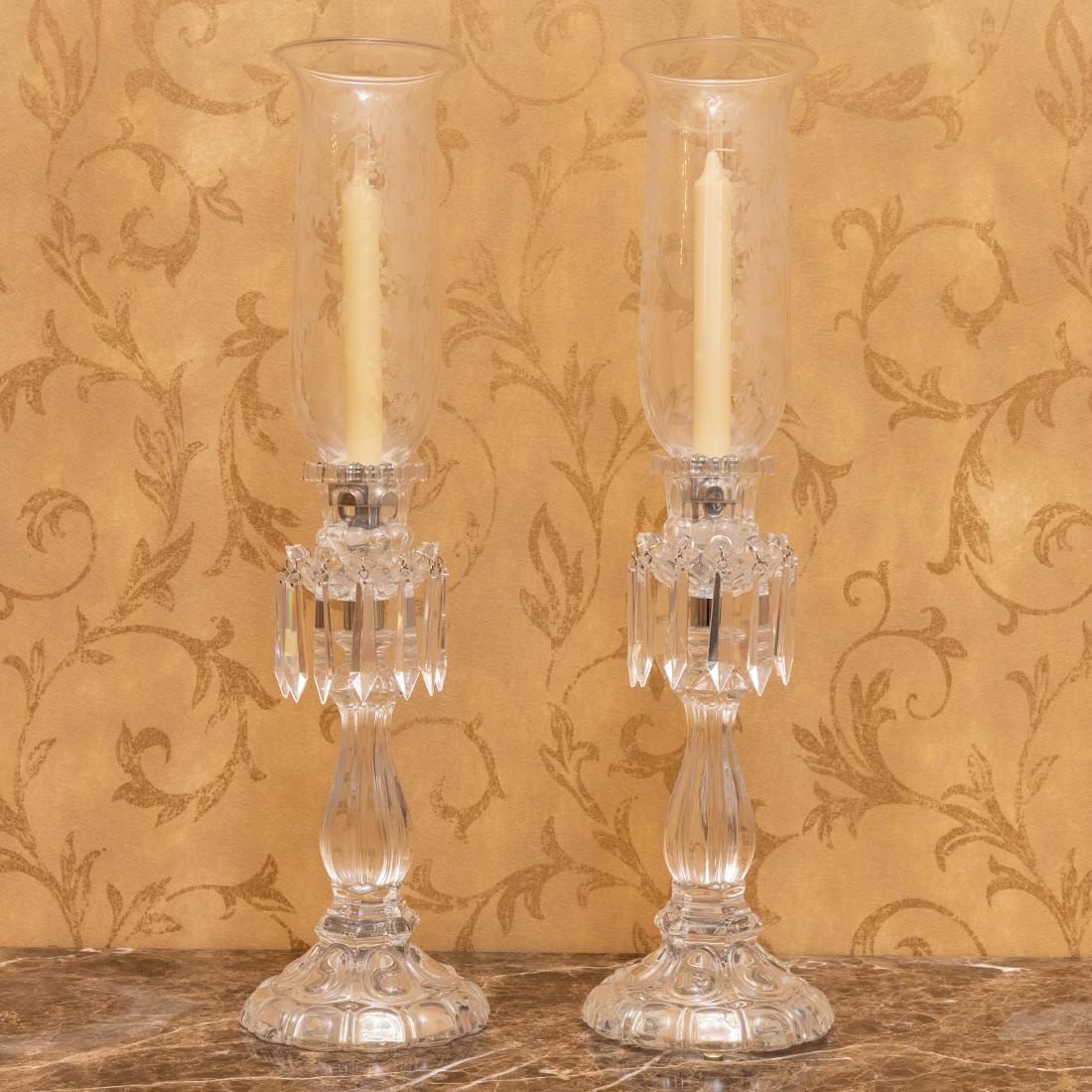 St Louis - Crystal Hurricane Candle Lamps - Pair (1 of 8)