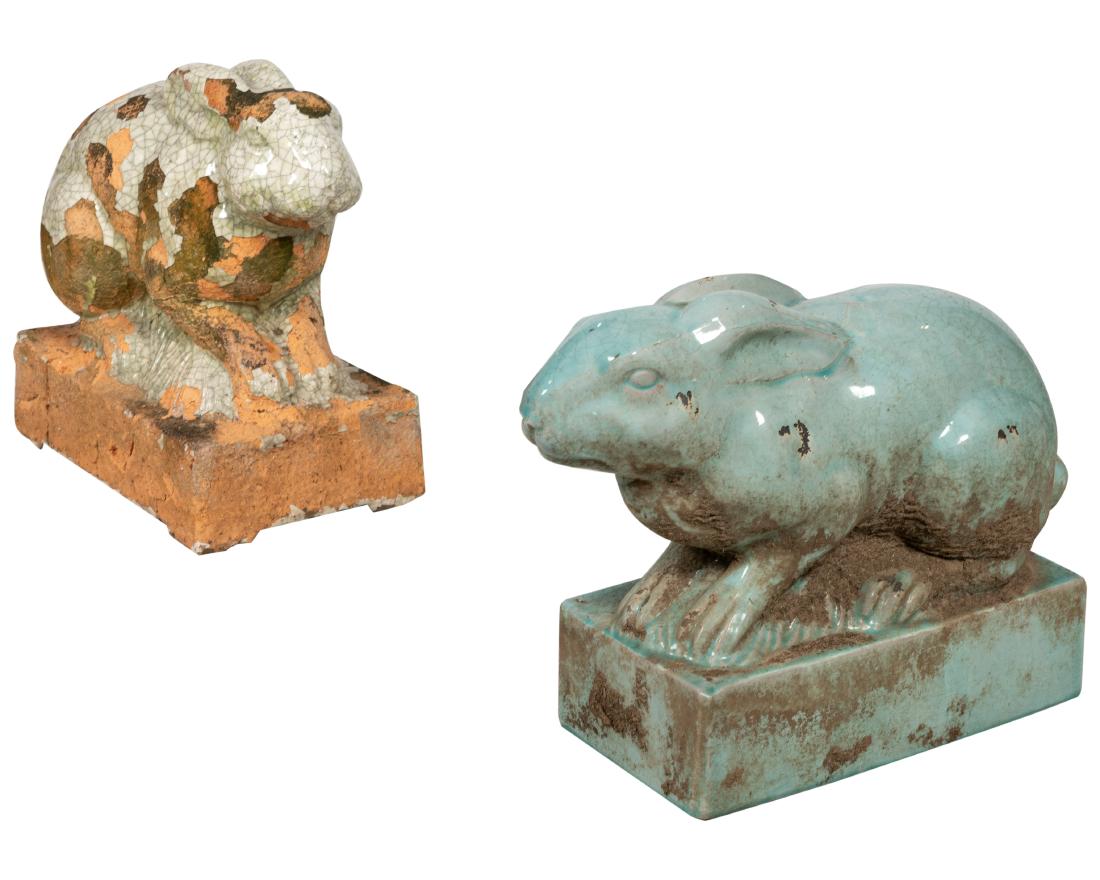 Glazed Terracotta Garden Rabbits (1 of 3)