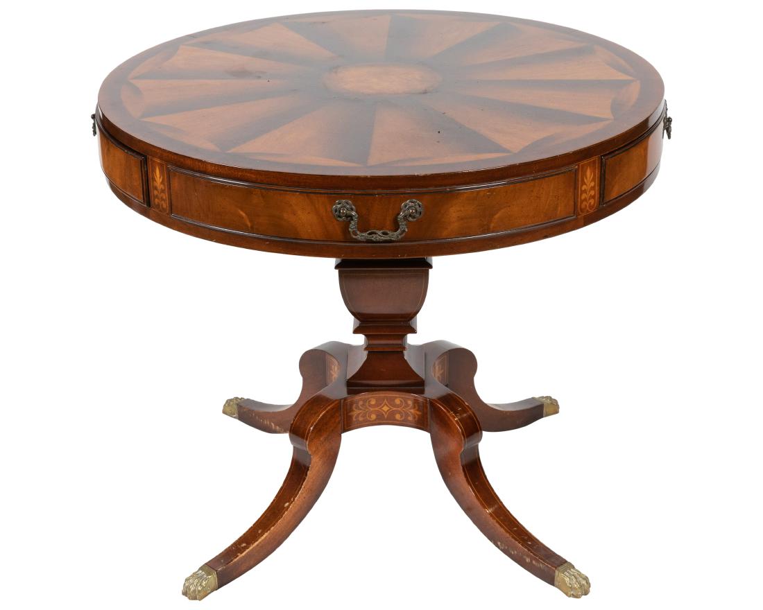 Grosfeld House - Inlaid Mahogany Drum Table (1 of 6)