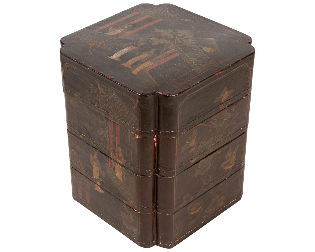 Chinese Leather Wrapped Stacking Box & Lamp (1 of 6)