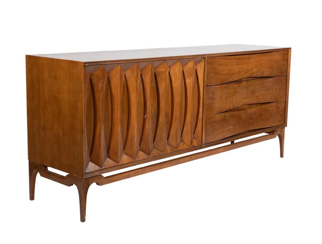Sculpted Walnut Credenza (1 of 3)