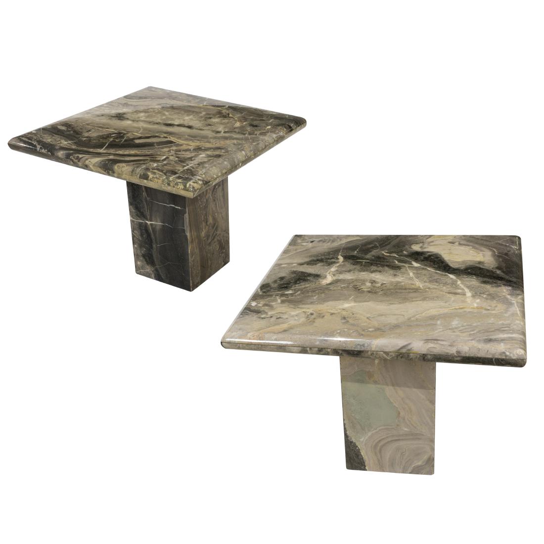 Italian Marble Plinth Base End Tables (1 of 3)