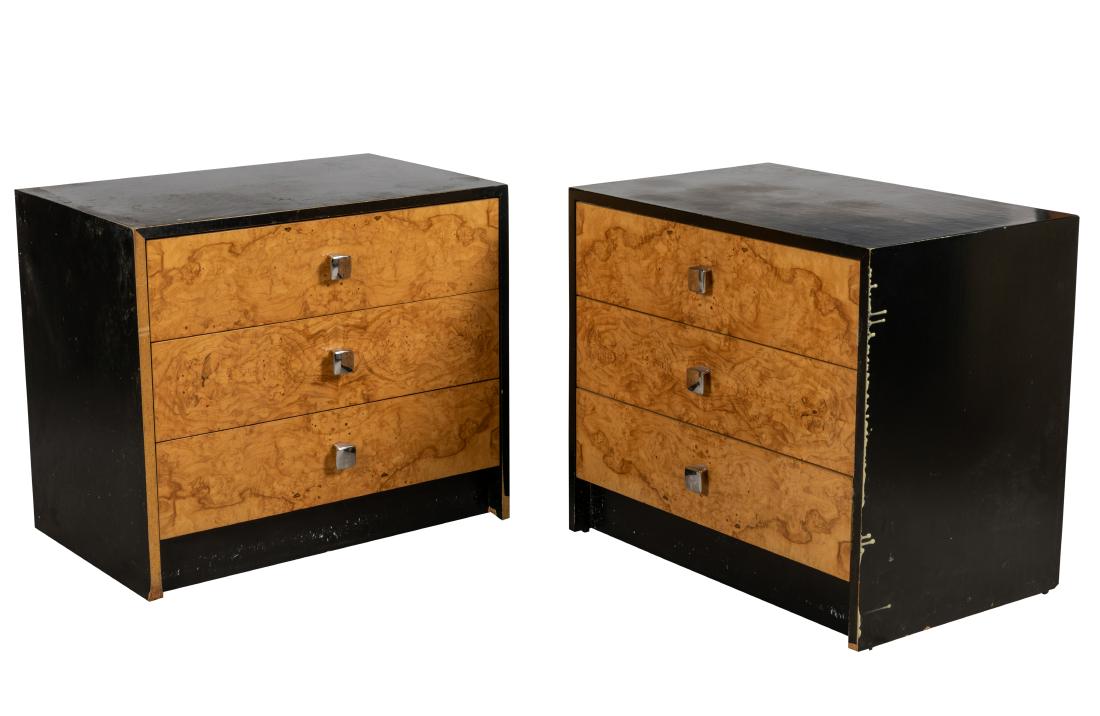 Milo Baughman Style - Burl Chests - Pair (1 of 3)