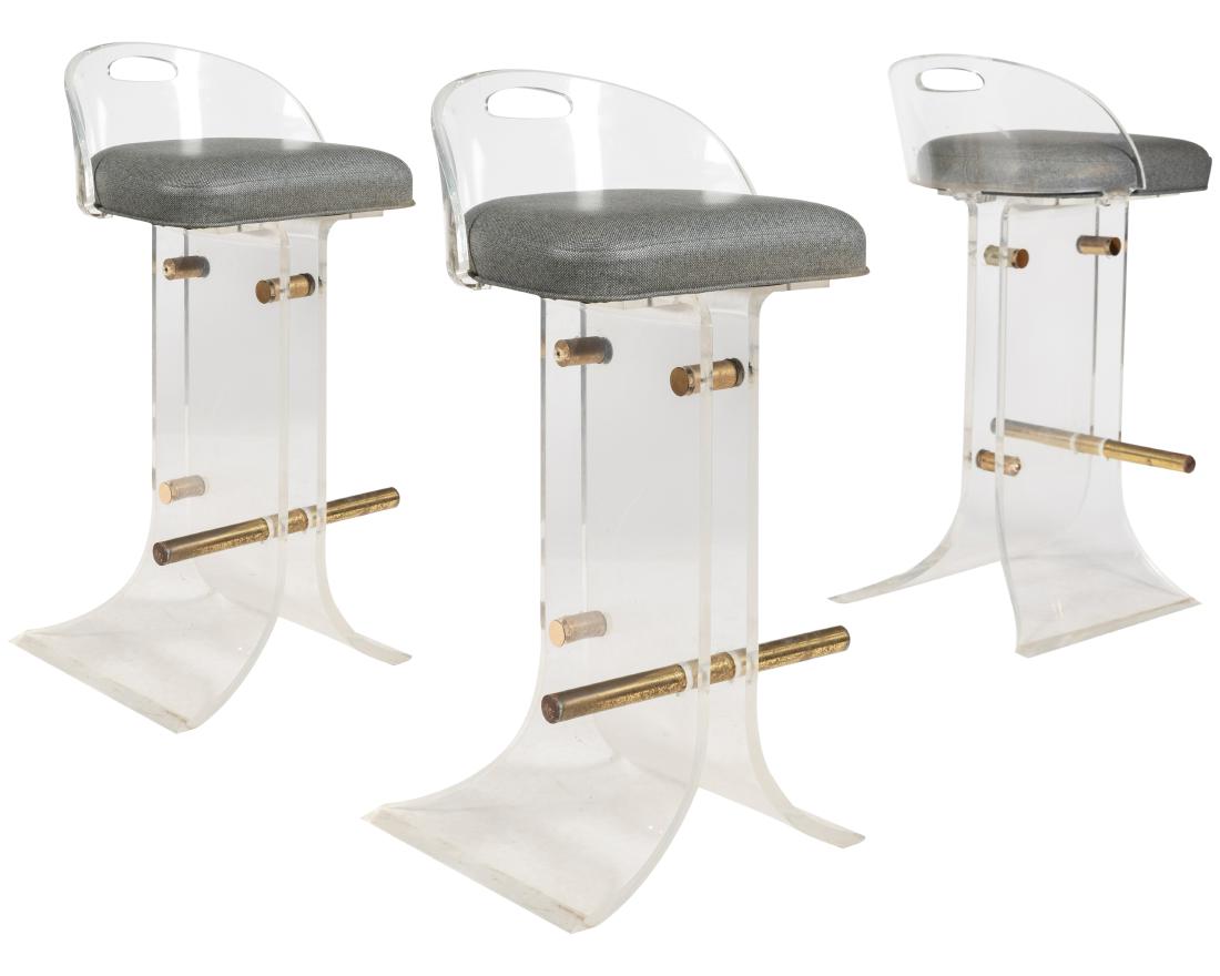 Charles Hollis Jones - Lucite & Brass Bar Stools (1 of 4)