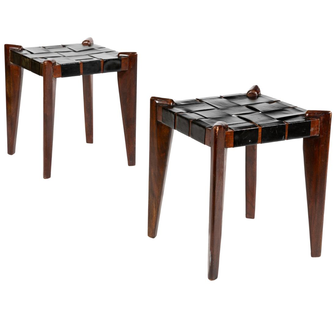 Danish Style - Woven Leather Stools (1 of 4)