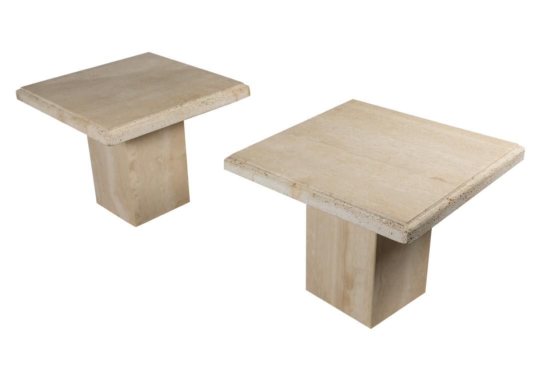 Travertine Marble End Tables (1 of 3)