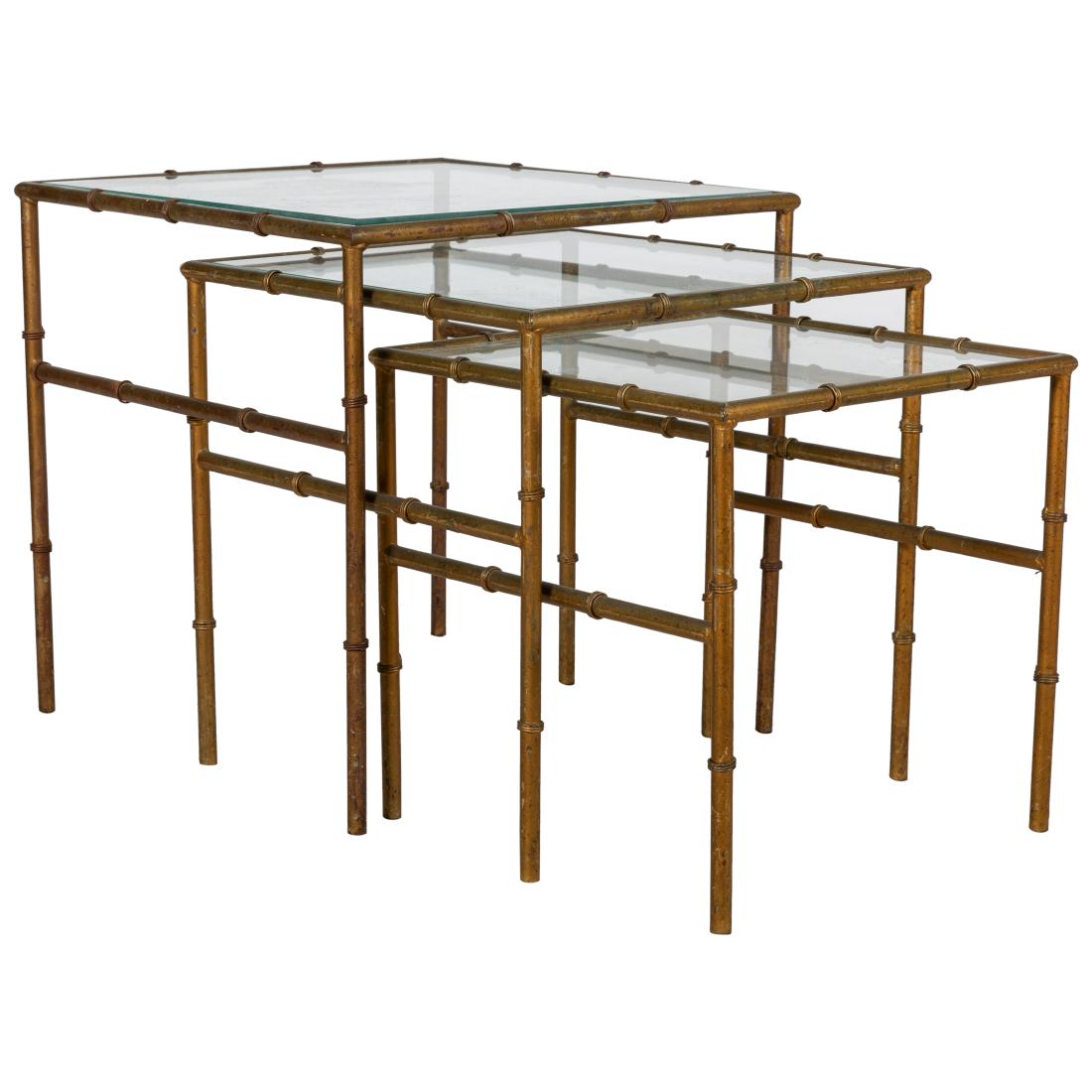 Brass Faux Bamboo Nest of Tables (1 of 2)