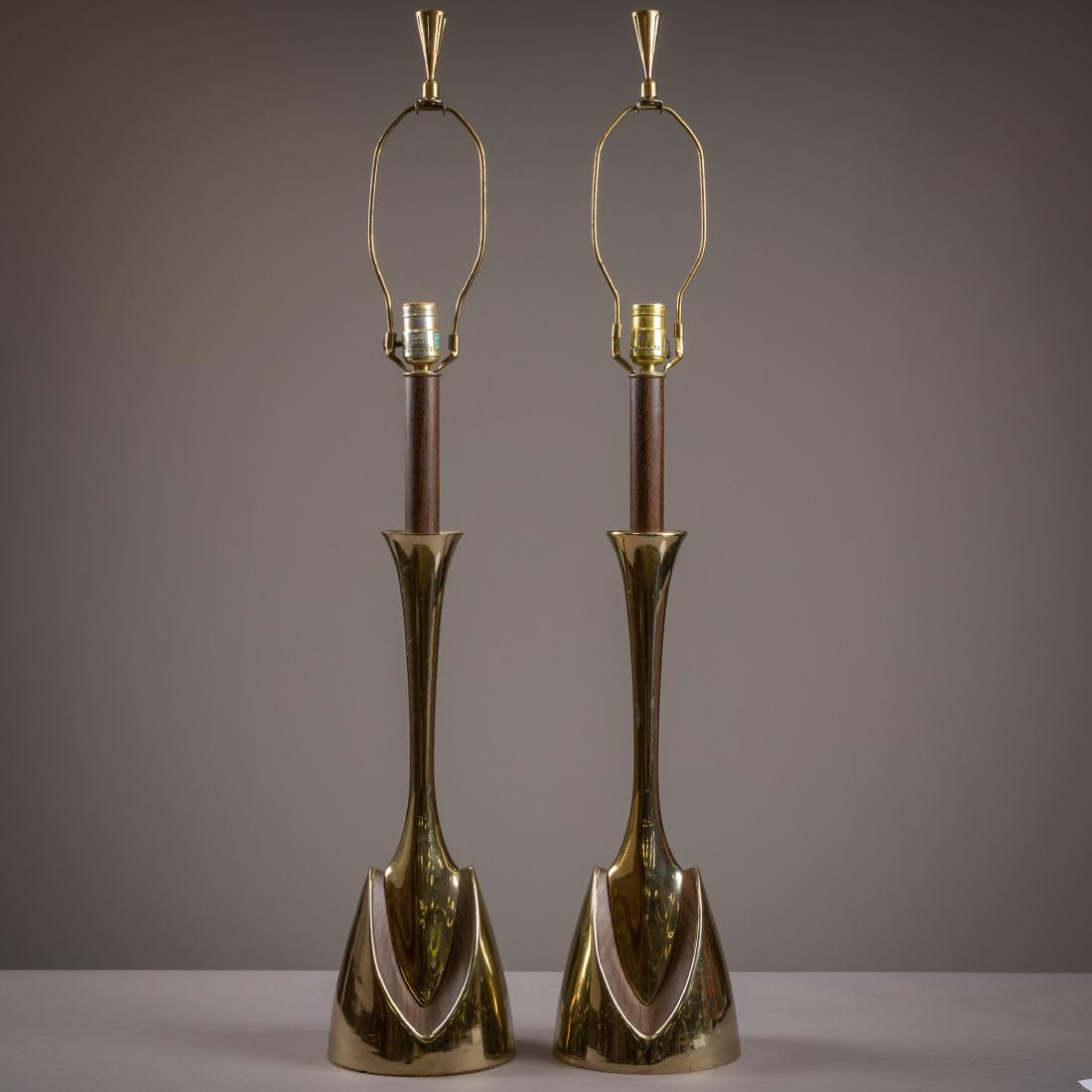 Laurel Lamp Co. - Brass & Faux Walnut Lamps (1 of 3)