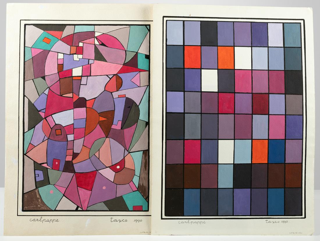 Carl Pappe - Two Geometric  Abstract Gouaches (1 of 3)