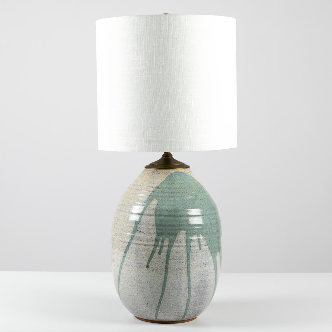 Mid Century Glazed Pottery Lamp (1 of 2)