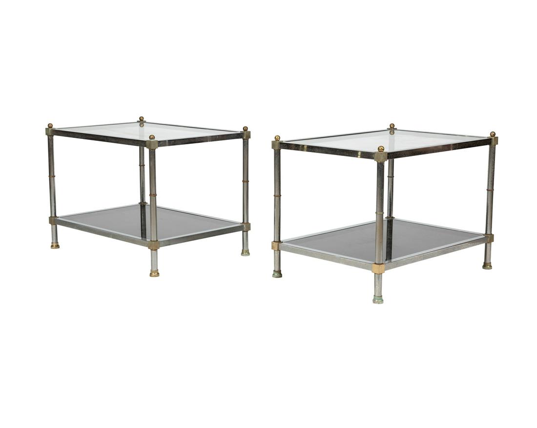 Chrome & Brass Two Tier End Tables (1 of 2)