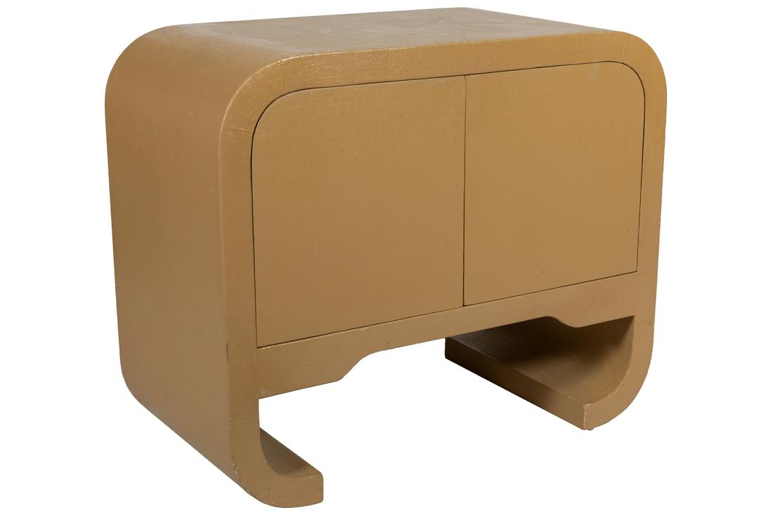 Karl Springer Style - Linen Wrapped Cabinet (1 of 4)