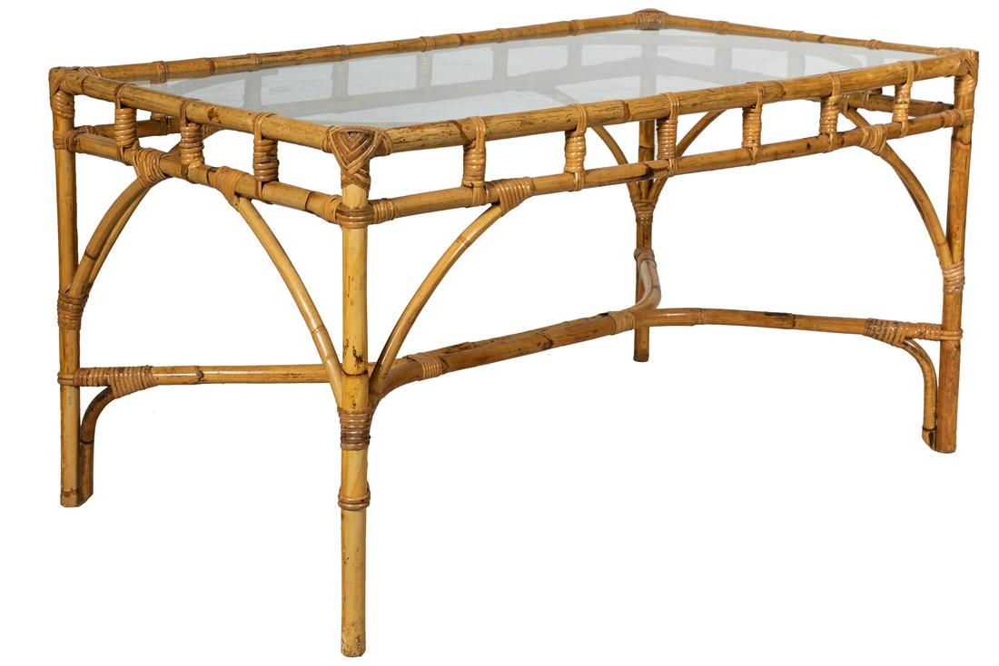 Dal Vera - Italian Rattan and Glass Table (1 of 3)