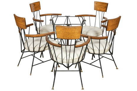 Richard McCarthy - Table Base and 5 Chairs: Description - Richard McCarthy dining table base and 5 chairs. Dimensions - 32" x 23" x 20"