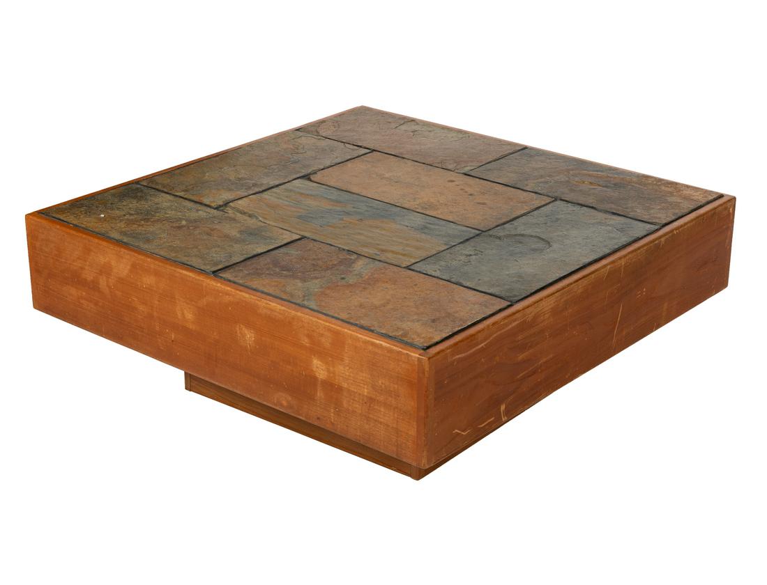 Slate Top Teak Coffee Table (1 of 3)