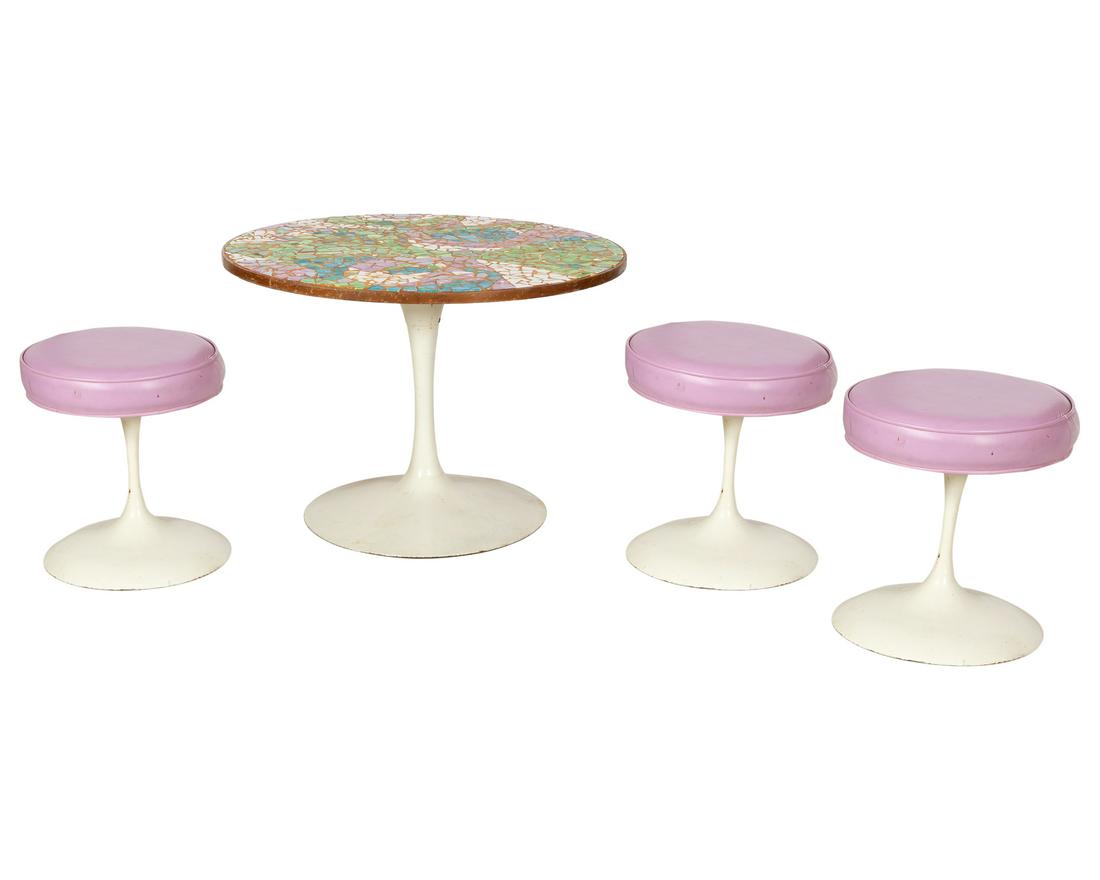 Tile Top Table and 3 Tulip Stools (1 of 2)