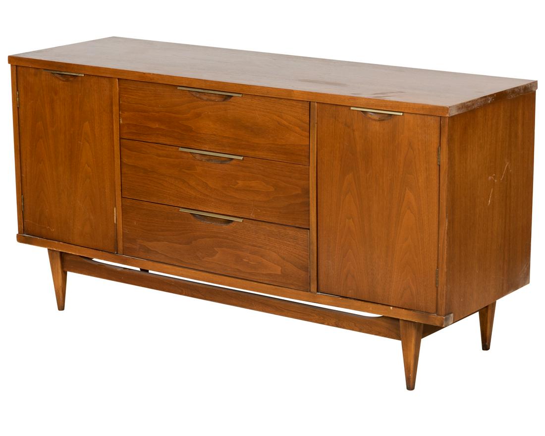 Mid Century Walnut Credenza: Description - Mid century walnut credenza. Dimensions - 30.5" x 58" x 18.5"