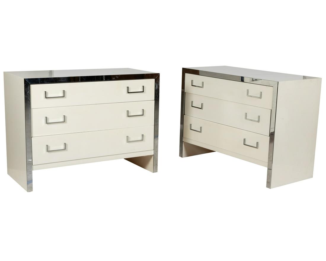 John Stuart - Lacquer and Chrome Chests - Pair (1 of 3)