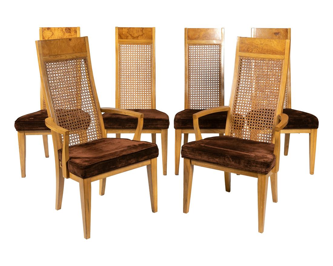 Lane - Burl and Cane Dining Chairs - Six (1 of 2)